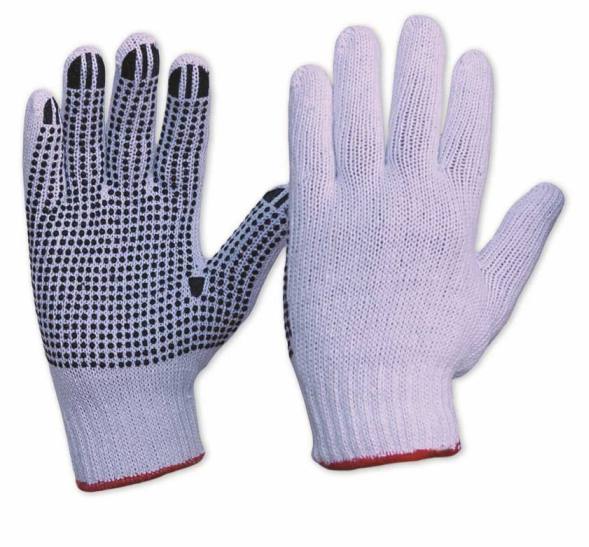 MAXISAFE GLOVES BLEACHED KNIT POLY COTTON POLKA DOT PALM LGE 